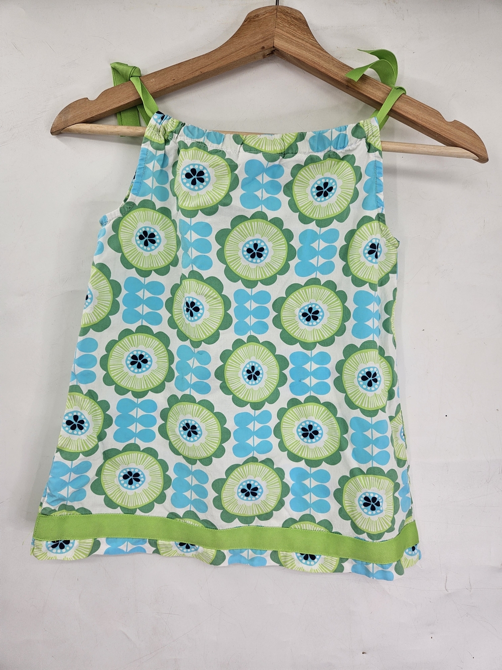 Hanna Andersson Green & Blue Floral Tie-Shoulder Sundress